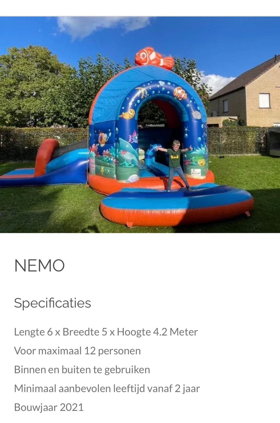 Springkasteel met blazer te koop, Ophalen, Zo goed als nieuw