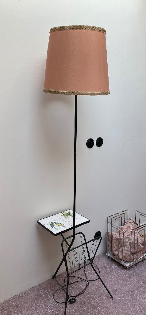Lampadaire avec porte-revues, Utilisé, Pierre/céramique, Art deco , vintage, 150 à 200 cm