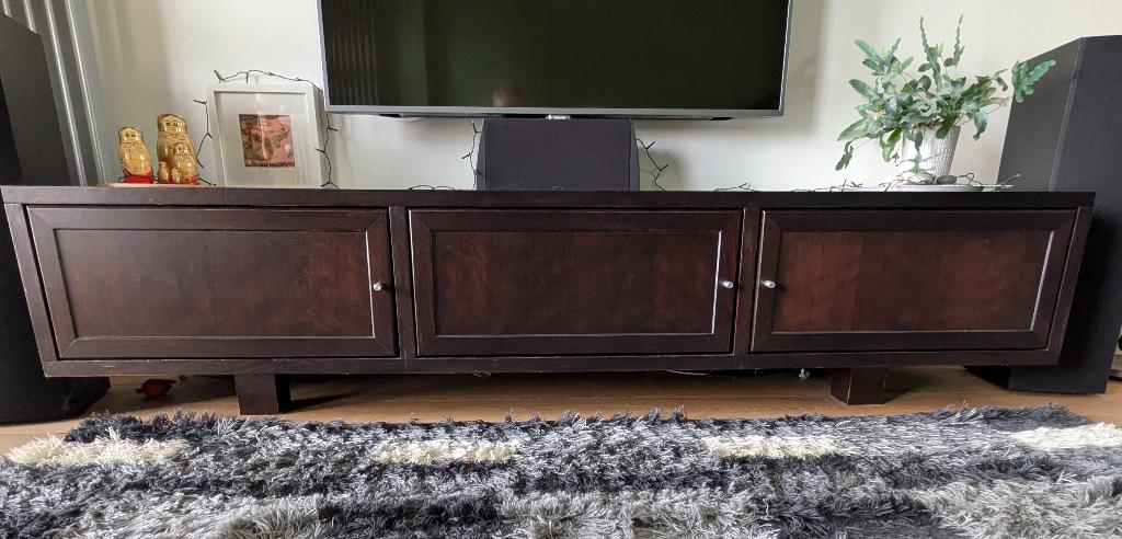audio meubel in donkere wengé kleur., Huis en Inrichting, Ophalen, Gebruikt, 150 tot 200 cm, Modern / strak
