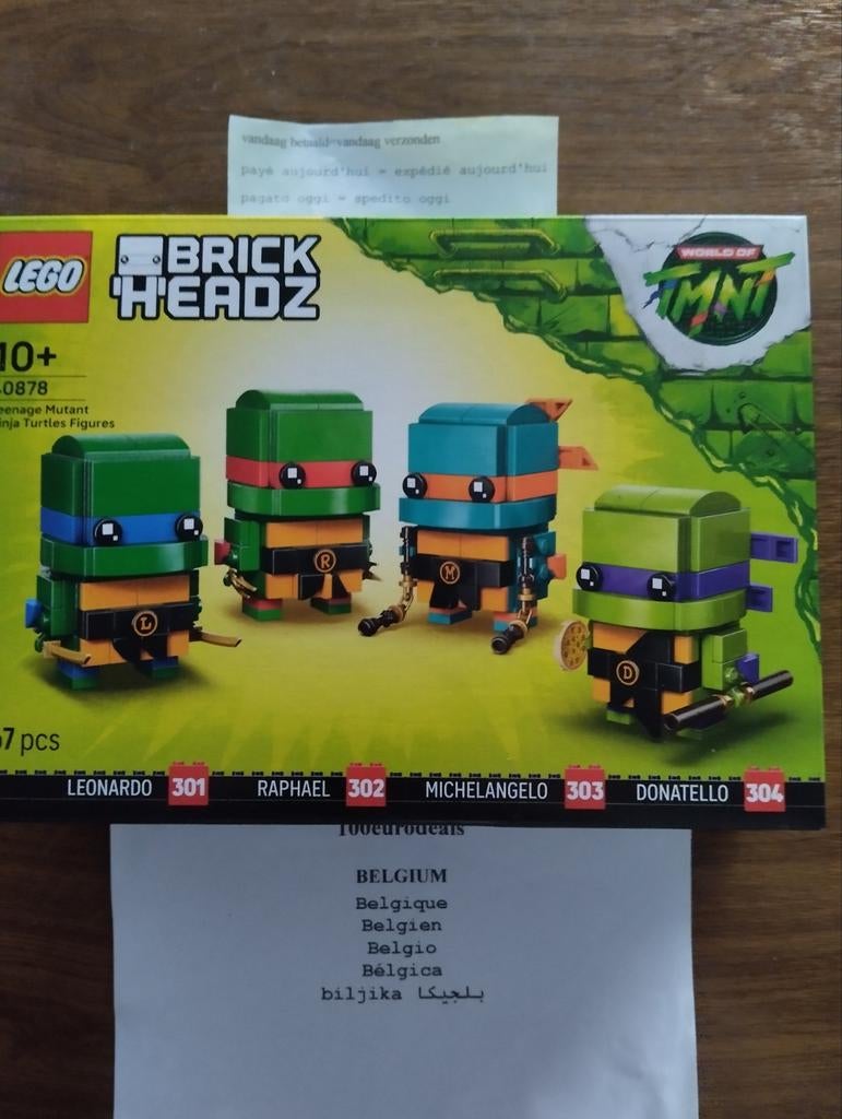 Lego 40878 BrickHeadz Teenage Mutant Ninja Turtles, Envoi, Lego