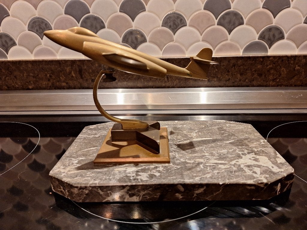 Sculpture d'avion vintage sur socle en marbre, Enlèvement ou Envoi