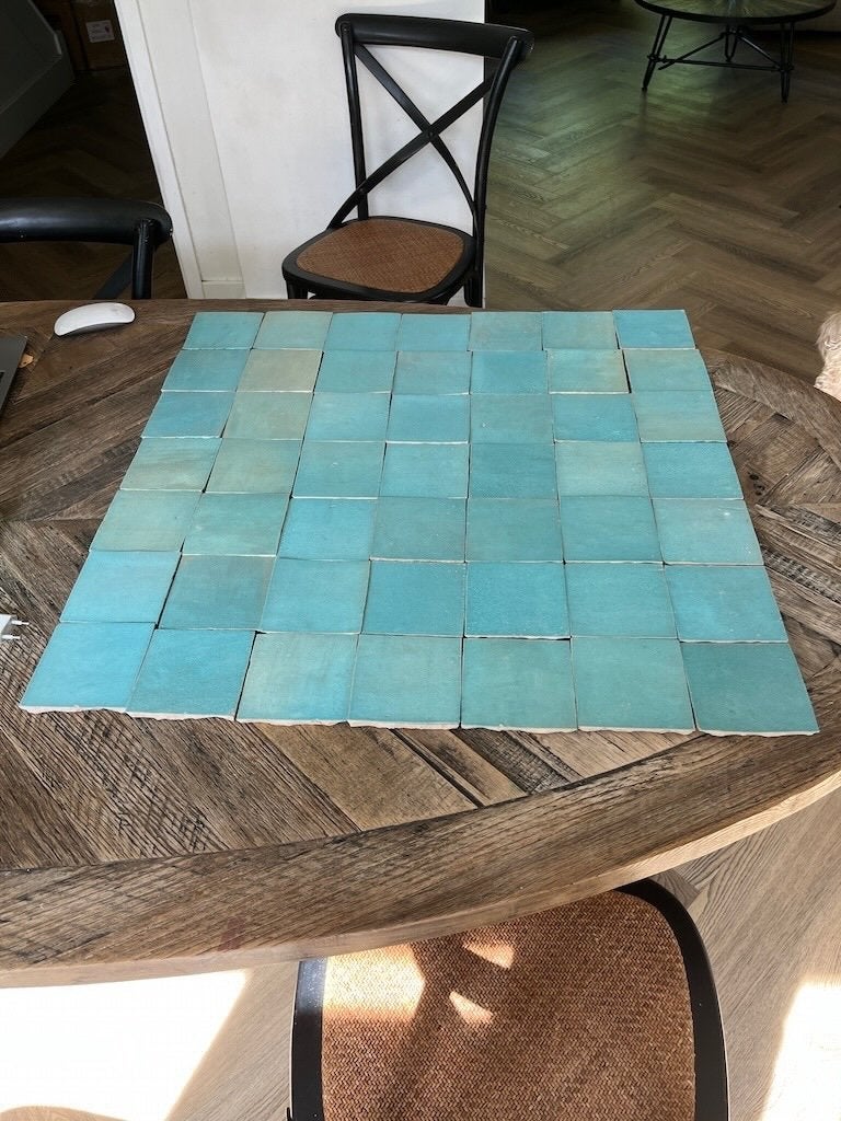 Handgemaakte Marokaanse Tegels Aquablauw 60 euro per m2, Ophalen, Nieuw, Minder dan 20 cm, Minder dan 20 cm