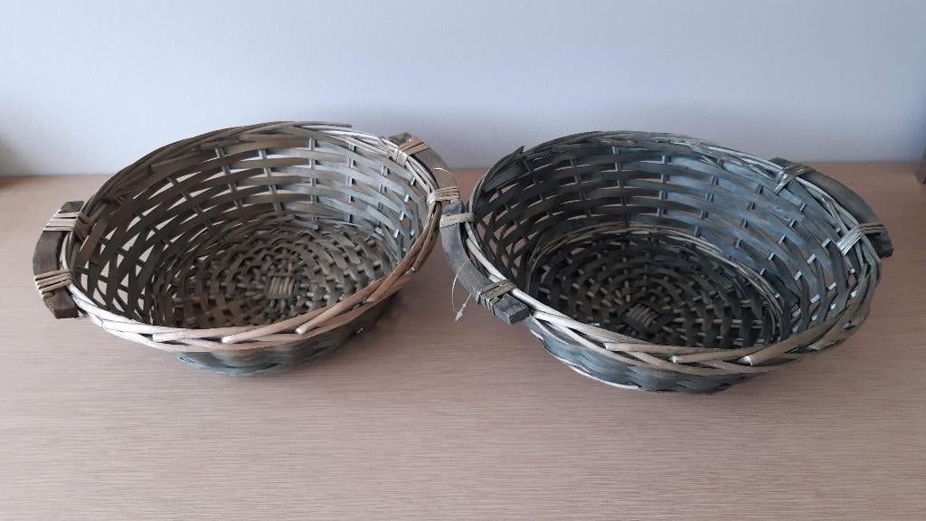 2 nieuwe rieten manden, Ophalen, Mand, Rond, Nieuw