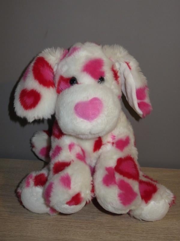 Knuffel: hond met rode hartjes - Build a Bear - Pluche, Overige karakters, Meerkleurig, Build a Bear, Hond
