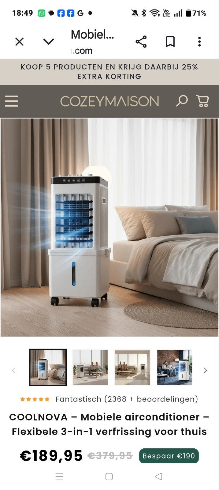 Airco (mobiel), merk Klindo, wit, nieuw, in verpakking., Ophalen, Minder dan 60 m³, 2 snelheden, Timer