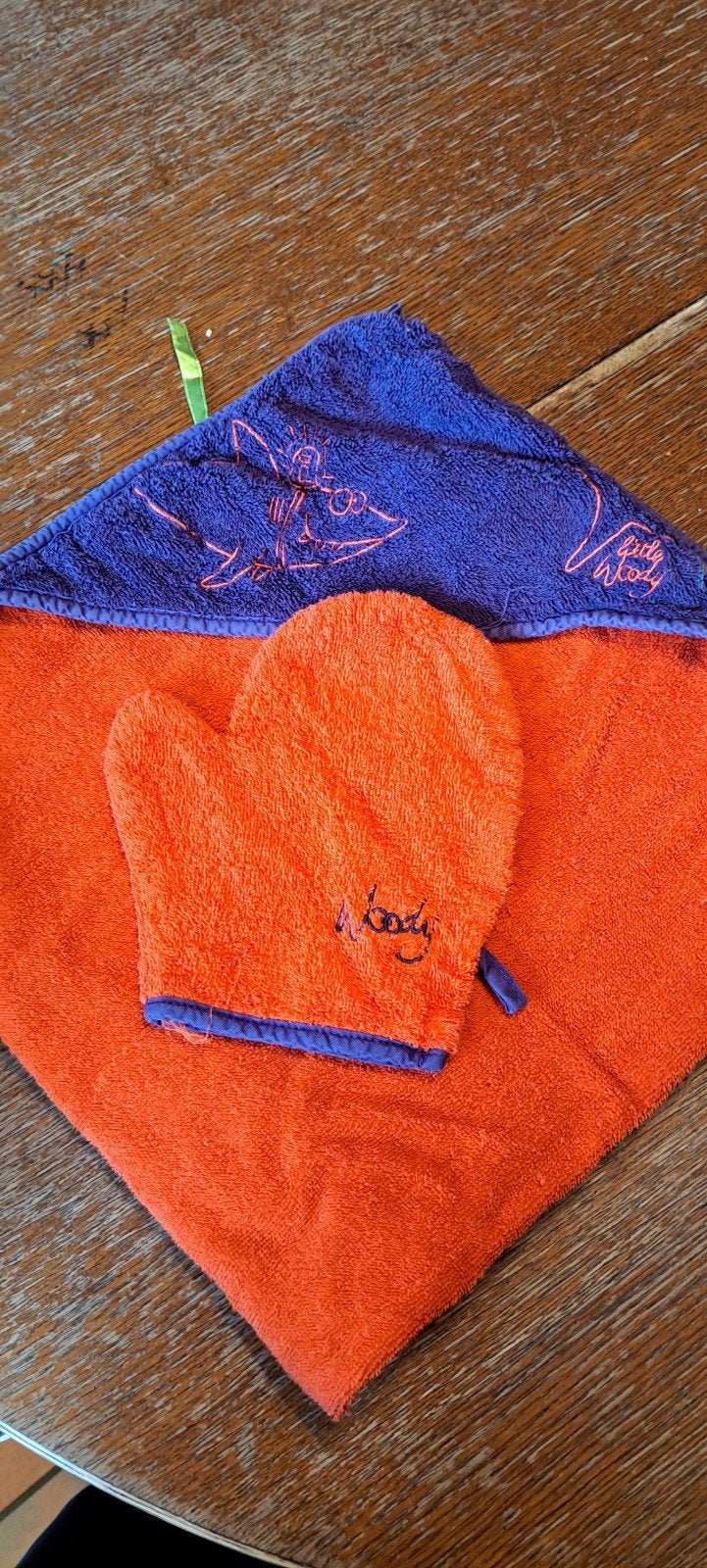 Woody badhanddoek en washandje, Ophalen of Verzenden