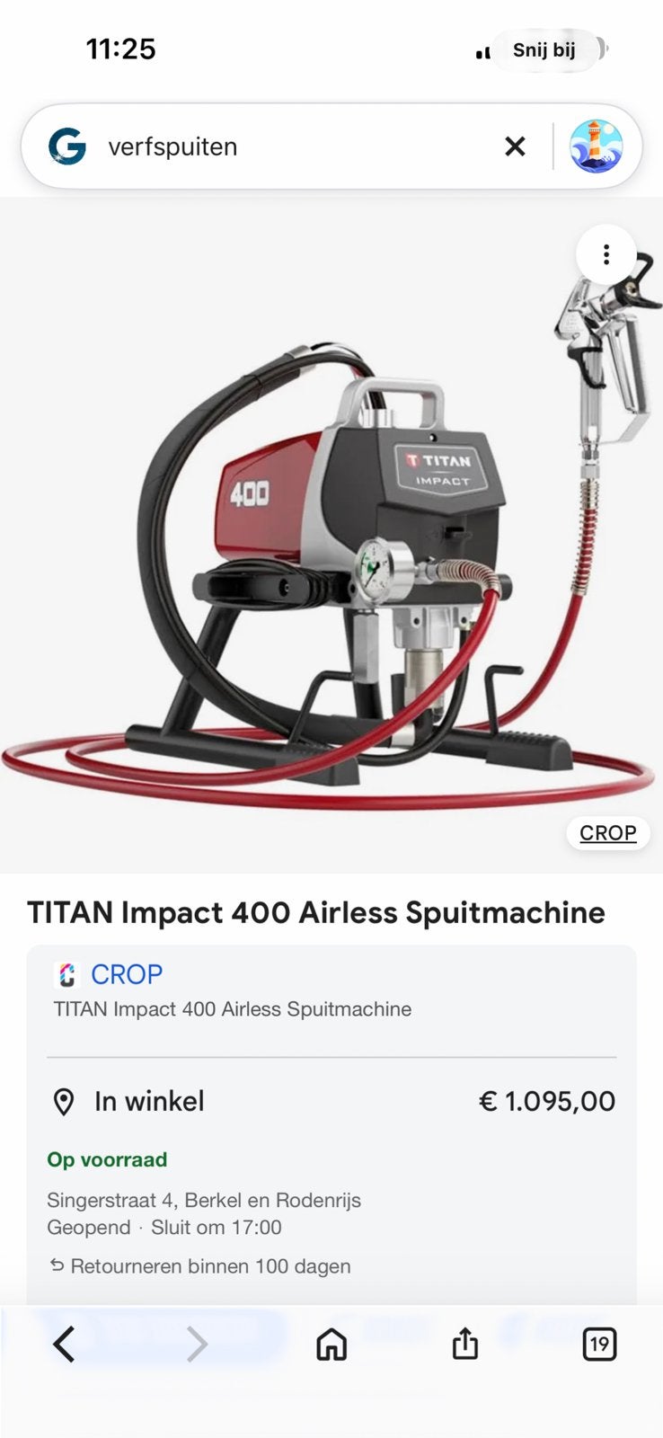 Titan  400 airless verfspuit tekoop, Bricolage & Construction, Enlèvement ou Envoi, Comme neuf