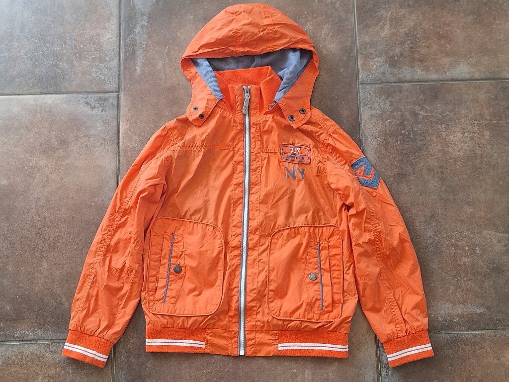 Oranje jas met kap SevenOneSeven voor jongen maat 134/140, Gebruikt, Sevenoneseven, Ophalen of Verzenden, Jongen