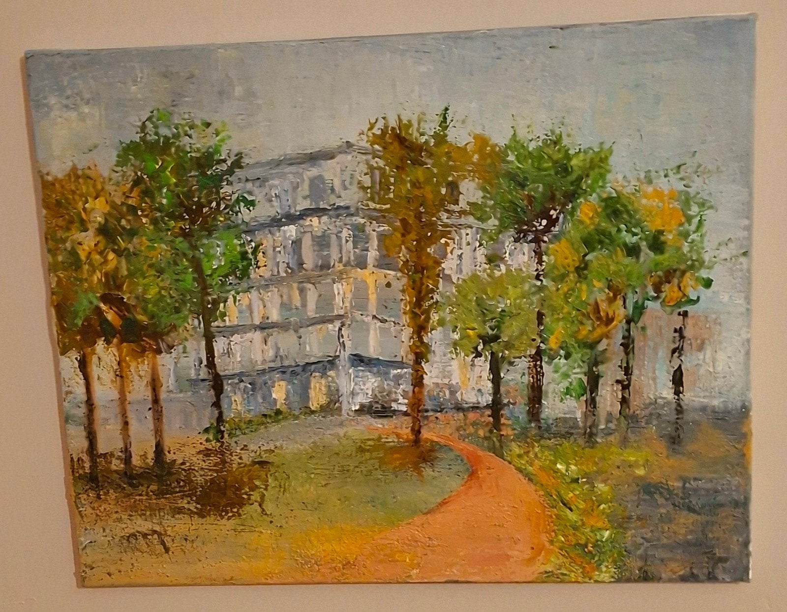 Olieverfschilderij "De Zes Bewakers" 2021 ~ Storme K., Antiquités & Art, Enlèvement ou Envoi, Peinture à l'huile, Paysage urbain / rural
