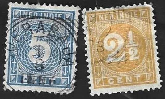 2 Postzegels Nederlands-Indië  1883 Cijfer, Timbres & Monnaies, Timbres | Indes orientales néerlandaises, Enlèvement ou Envoi