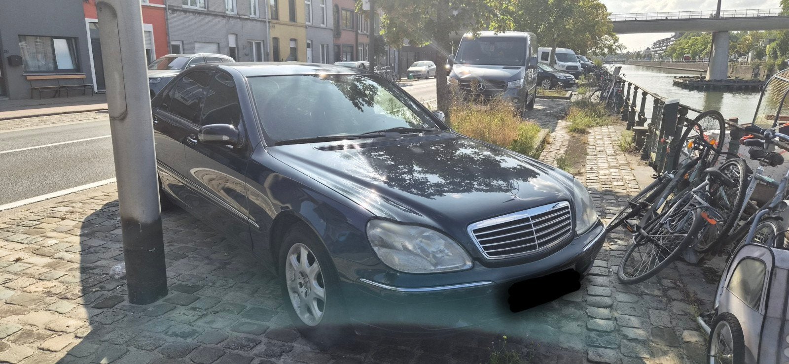 mersedecs s clas 320 L, Auto's, Mercedes-Benz, Automaat, Zwart, Blauw, Leder