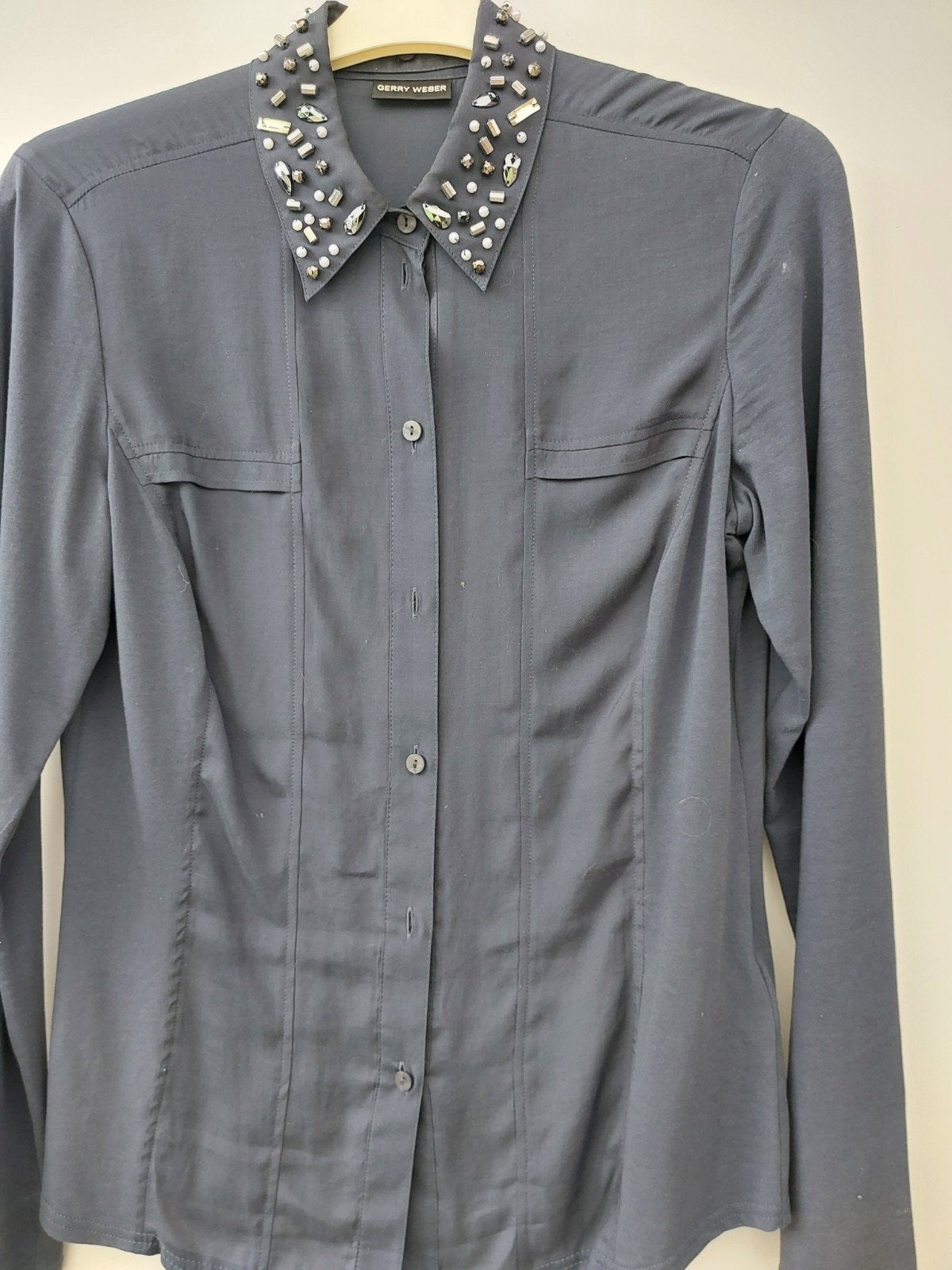 Grijze blouse met studs maat 38, Ophalen of Verzenden, Maat 38/40 (M)