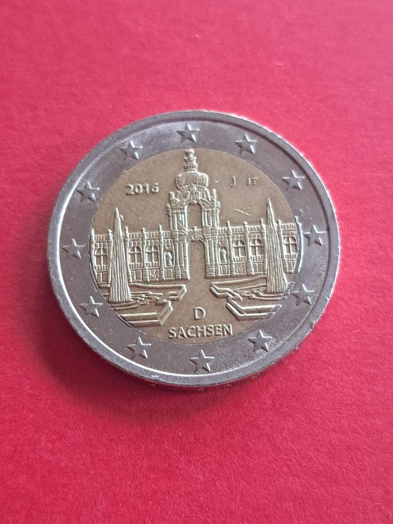 2016 J Duitsland 2 euro Sachsen Hamburg, Postzegels en Munten, Munten | Europa | Euromunten, Verzenden, Duitsland, 2 euro, Losse munt