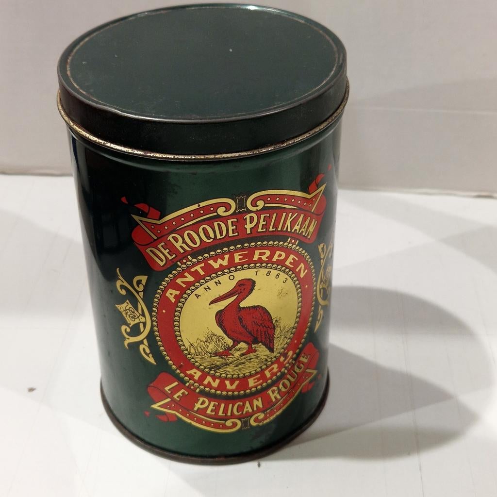 De Roode Pelikaan ,  groen blik , 2 beschikbaar, Verzamelen, Ophalen of Verzenden, Gebruikt, Koffie, Overige merken
