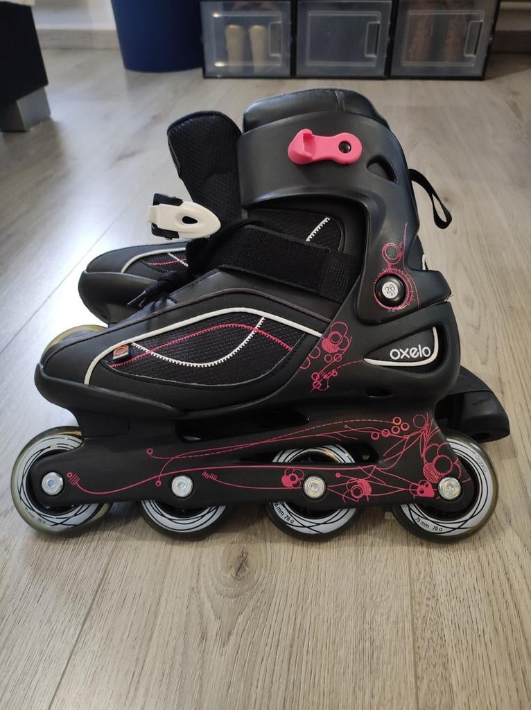 Oxelo 41 skates met tas en beschermers, Gebruikt, Kinderen, Inline skates 4 wielen, Ophalen