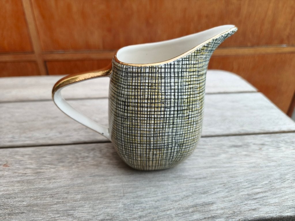 Vintage Boch melkkan Menuet geel-oker-lichtgroen-zwart goud, Enlèvement ou Envoi
