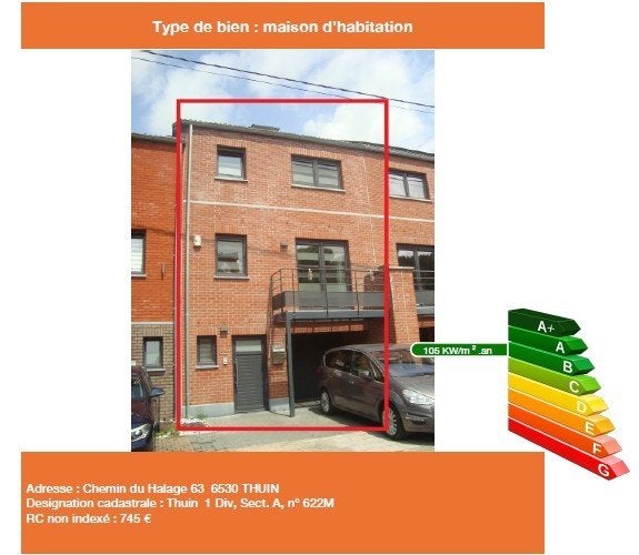 Maison bel étage, Immo, Huizen en Appartementen te koop, Provincie Henegouwen, Tot 200 m², 153 m², Tussenwoning