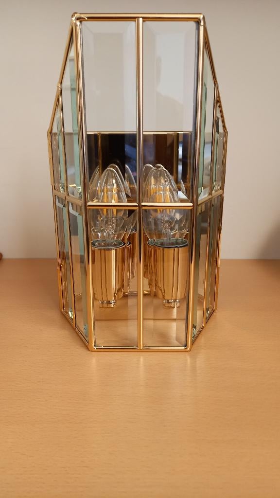 lichtarmatuur, Ophalen, Zo goed als nieuw, Glas, Design verguld koper en geslepen glas