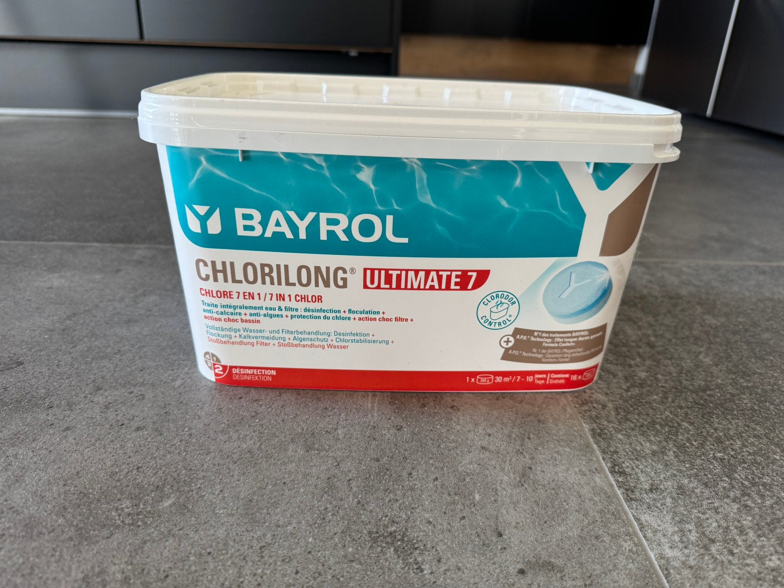 Chlore Bayrol Chlorilong Ultimate 7 > 4,8kg, Jardin & Terrasse, Piscines, Enlèvement, Comme neuf