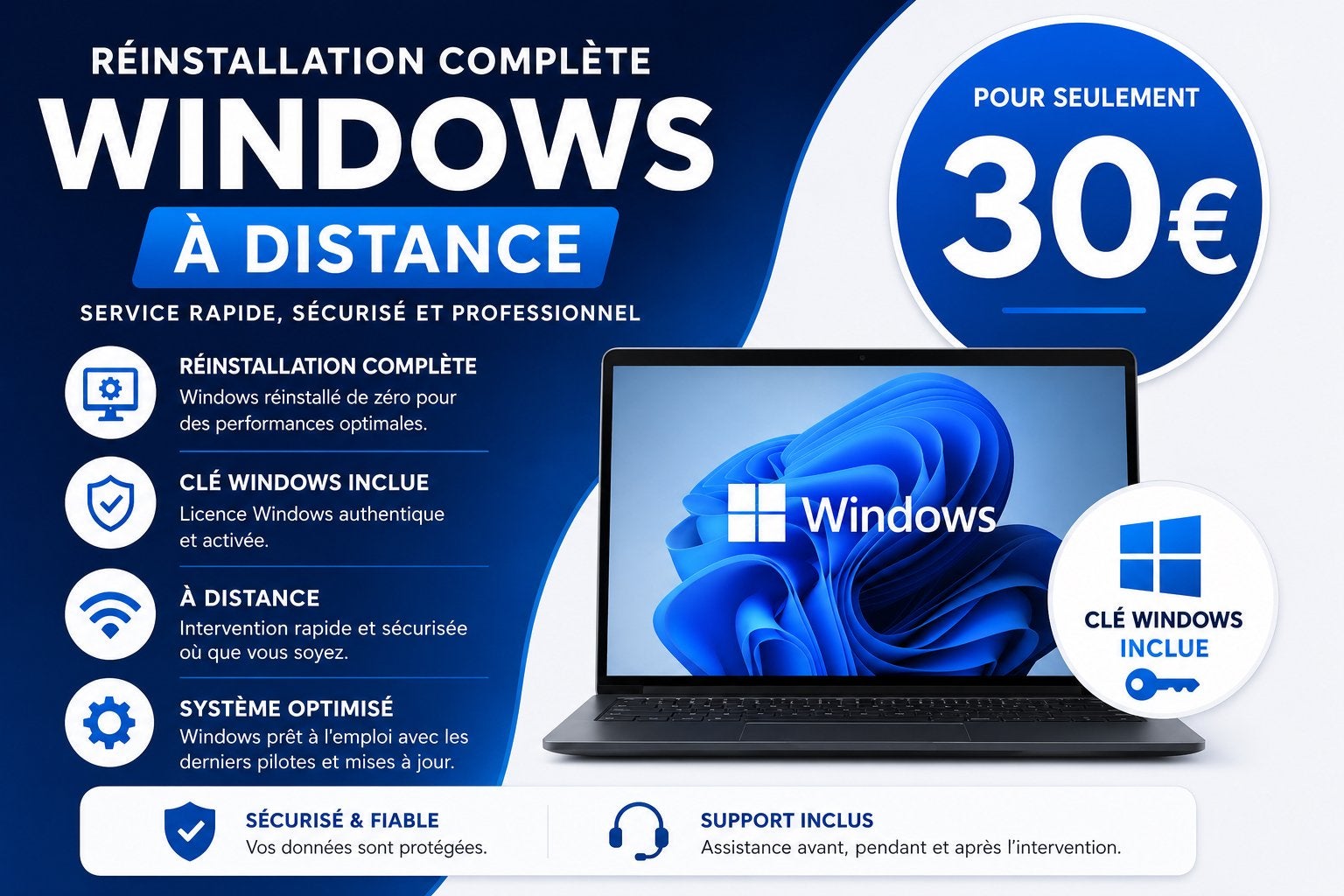 Réinstallation windows + optimisation du Windows, Enlèvement ou Envoi, Comme neuf