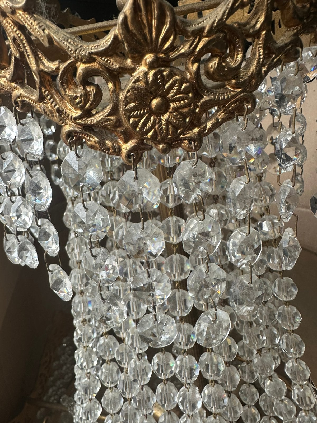 Lustre en cristal veritable avec 2 appliques, Antiquités & Art, Enlèvement