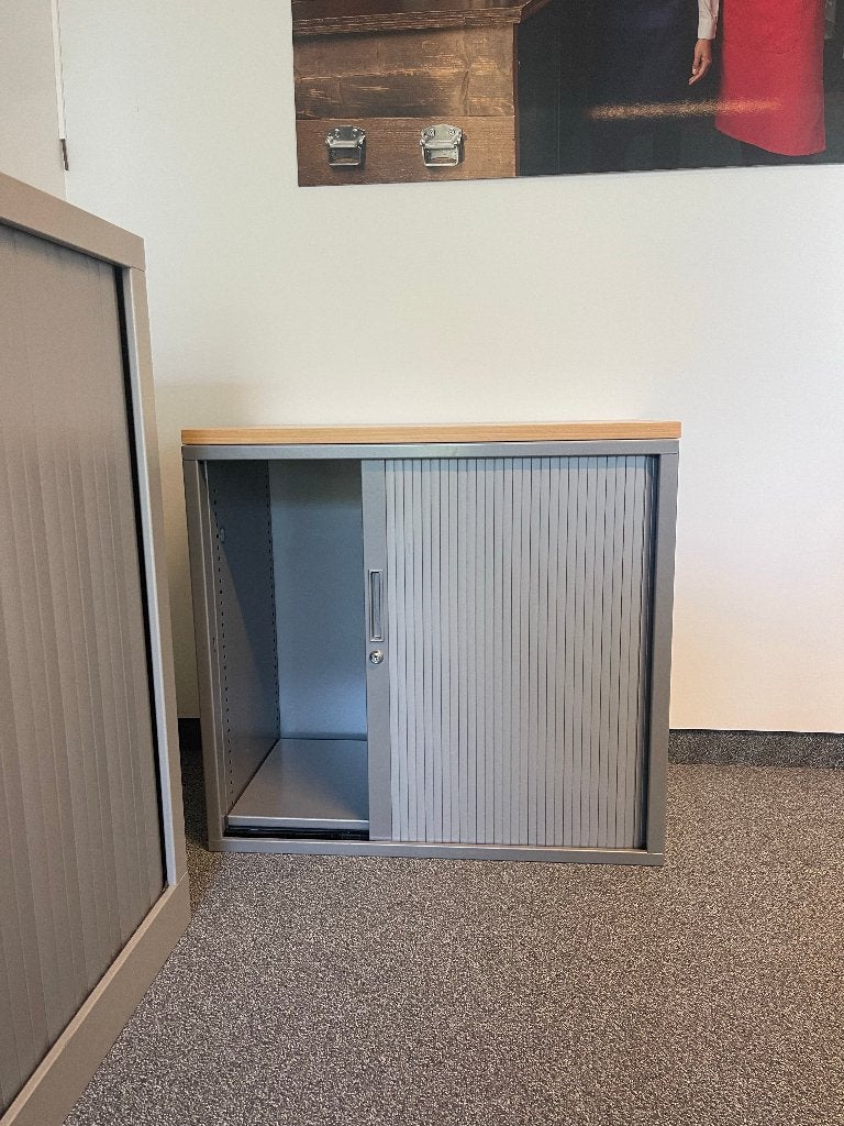 Armoire de bureau à rideaux grise avec serrure, Archives et Rangement, Enlèvement, Utilisé, Armoire