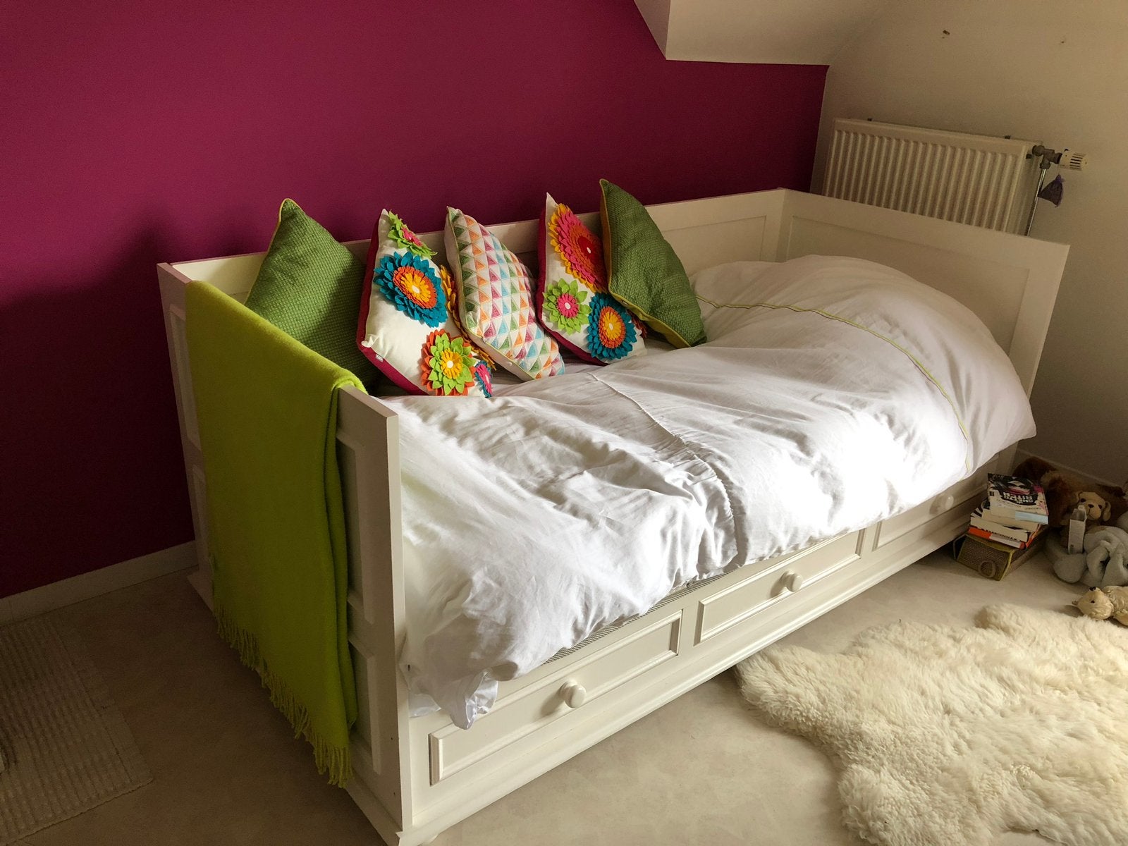 1-persoonsbed, wit, massief, mer 3 bedlades, Ophalen, Gebruikt