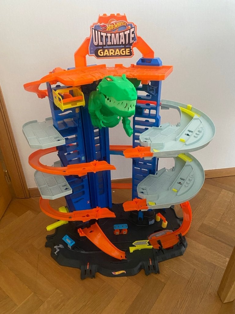 Hot Wheels Ultimate Garage T-Rex — grote garage, Kinderen en Baby's, Speelgoed | Racebanen, Ophalen, Hot Wheels, Handmatig, Racebaan