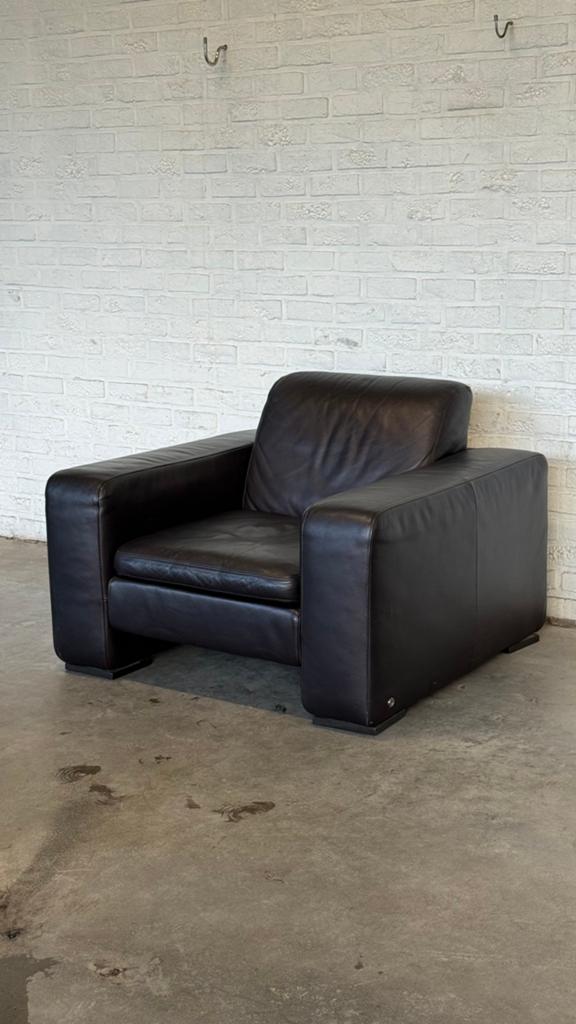 Fauteuil Natuzzi — cuir brun chocolat / design italien, Huis en Inrichting, Fauteuils, Gebruikt, Leer, Ophalen
