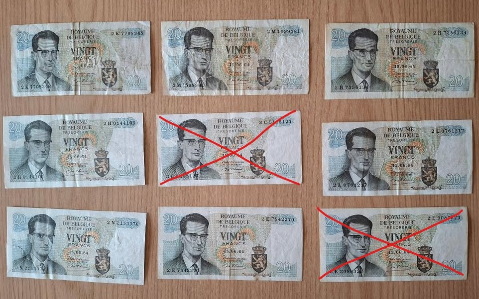 Oude bankbiljetten België 20 Frank, Postzegels en Munten, Ophalen of Verzenden, Bankbiljetten