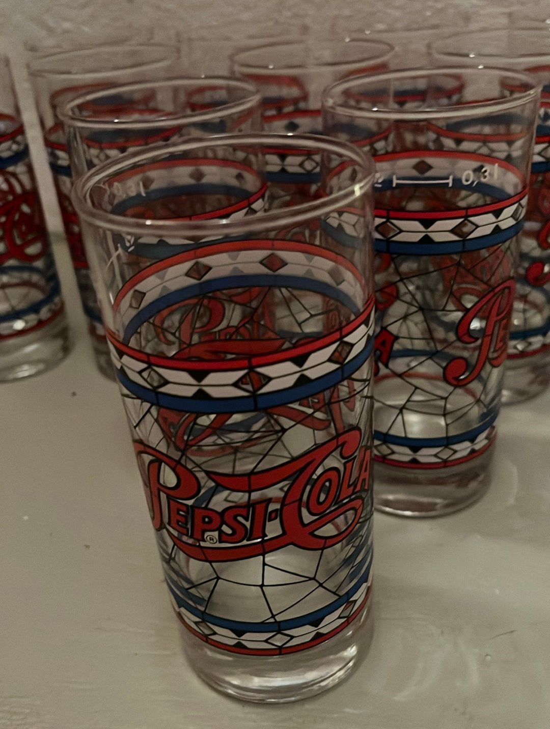 12 vintage pepsi cola glazen ( 33 cl), Ophalen, Zo goed als nieuw