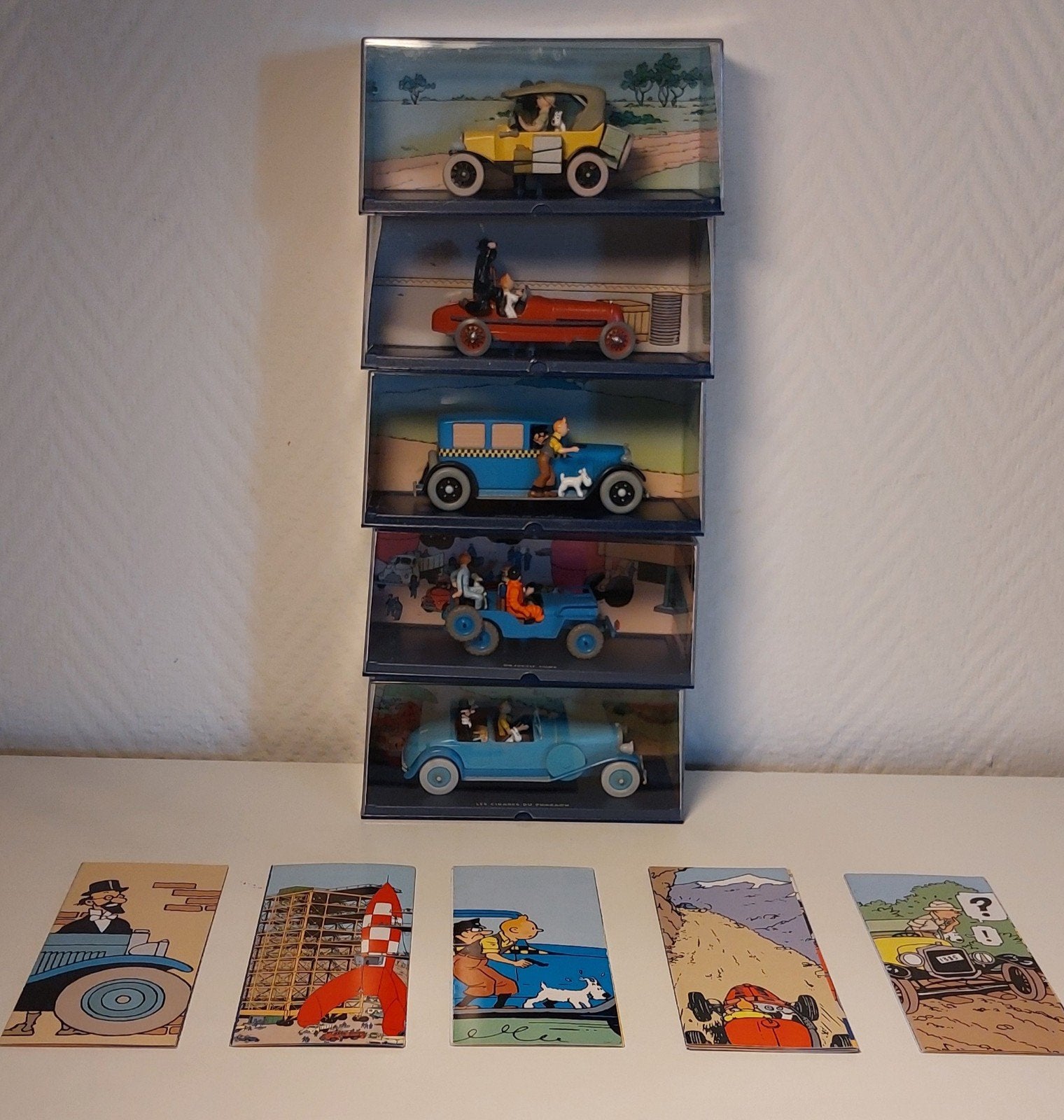 5 cartes Tintin Atlas n 001, 002, 003, 004 et n 005, Enlèvement ou Envoi, Tintin, Comme neuf, Statue ou Figurine