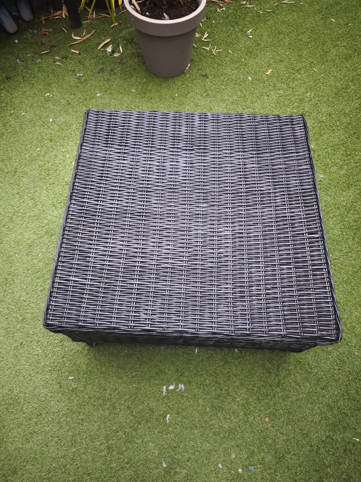 table-coffre en bois et rotin, Jardin & Terrasse