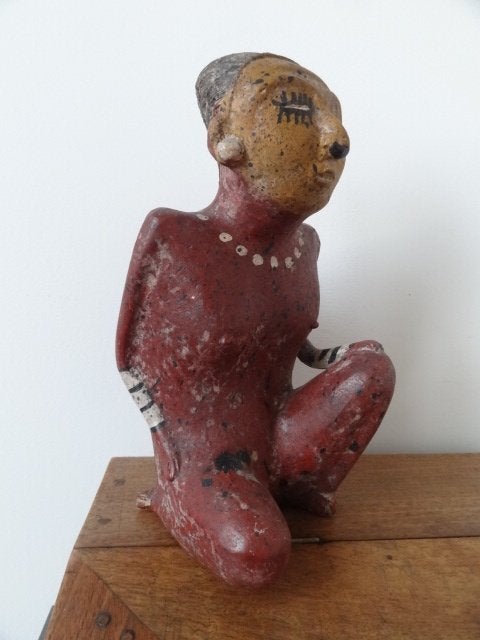 Statue ancienne en terre cuite, Amérique du Sud, H 24 cm, Antiquités & Art, Rouge, 24 cm, Sculpture, Pierre/céramique