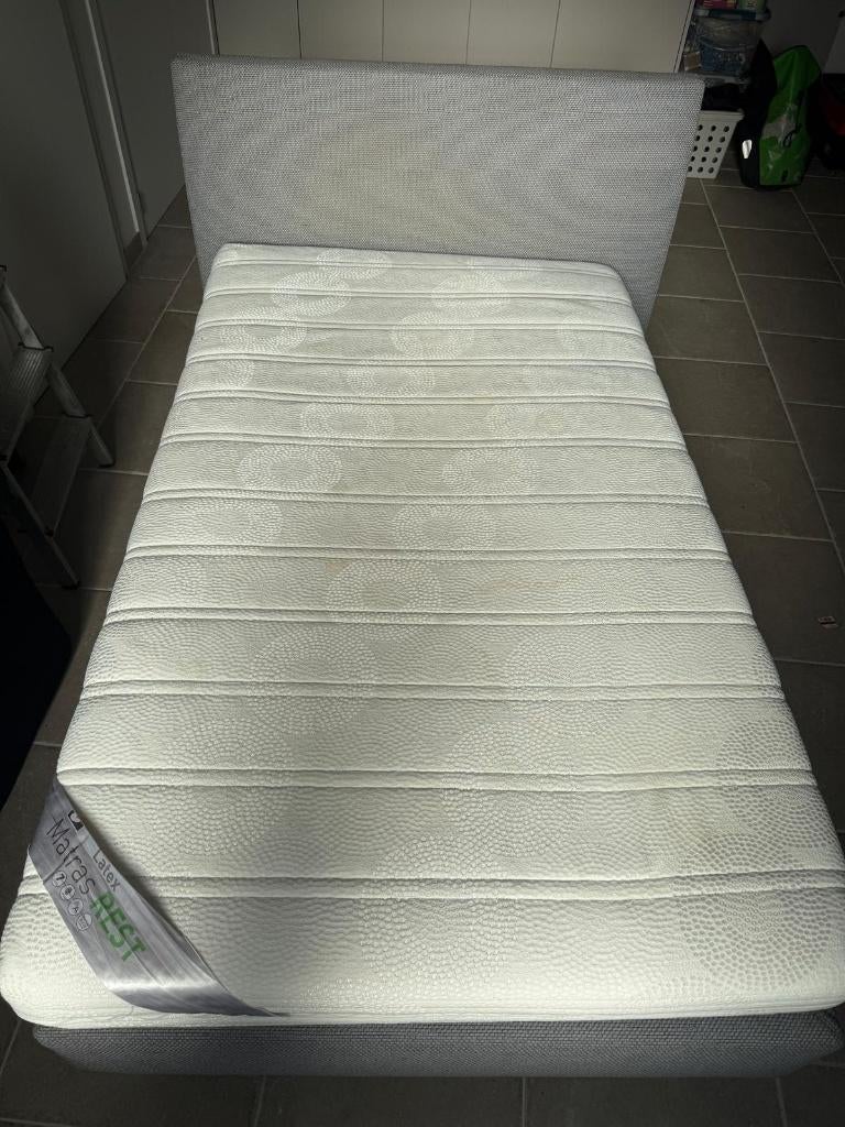 Lit Boxspring Velda 120x200 cm, matelas ressorts ensachés, Maison & Meubles, Gris, Tissu, Enlèvement, 120 cm