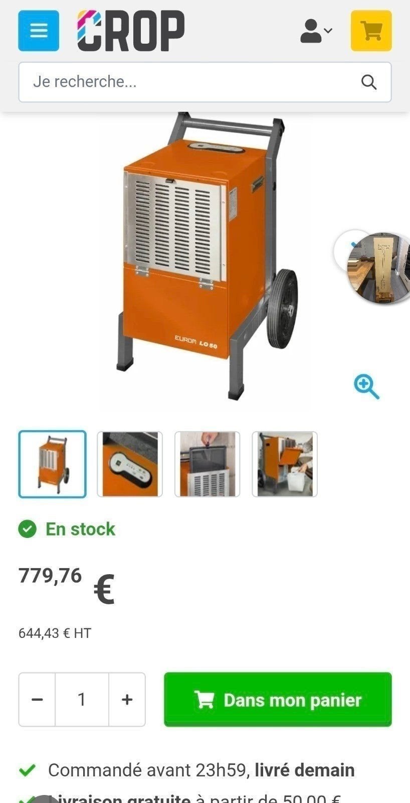 desumidificateur état neuf, Bricolage & Construction, Enlèvement