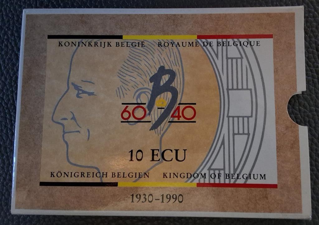 Belgie Goud/zilver 10 ECU 1990 - 60e verjaardag Boudewijn, Enlèvement ou Envoi, Argent, Or, Série