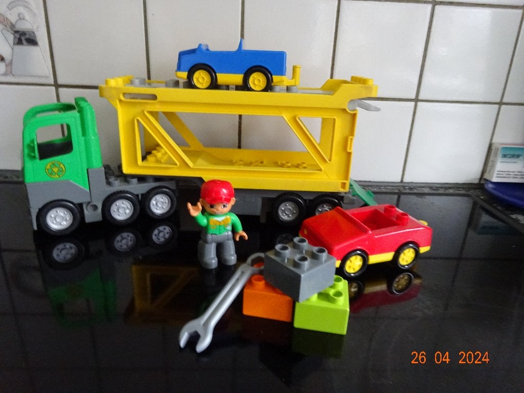 LEGO Duplo Ville Autotransport met 2 autootjes, en chauffeur, Enlèvement ou Envoi, Duplo