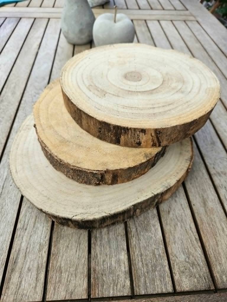 Lot 3 ronds en bois plateaux diamètre 25/20 cm, Huis en Inrichting, Woonaccessoires | Overige, Ophalen of Verzenden, Gebruikt