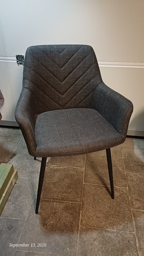 Donkergrijze zetelstoelen - €120 voor 6 stuks, Huis en Inrichting, Ophalen, Zo goed als nieuw, Vijf, Zes of meer stoelen, Zetelstoel