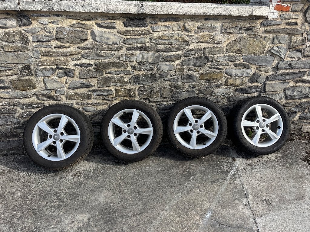 4 roues hiver Audi A3 - Jantes alu d'origine + pneus Dunlop, Pneus et Jantes, Pneus hiver, 16 pouces, Véhicule de tourisme