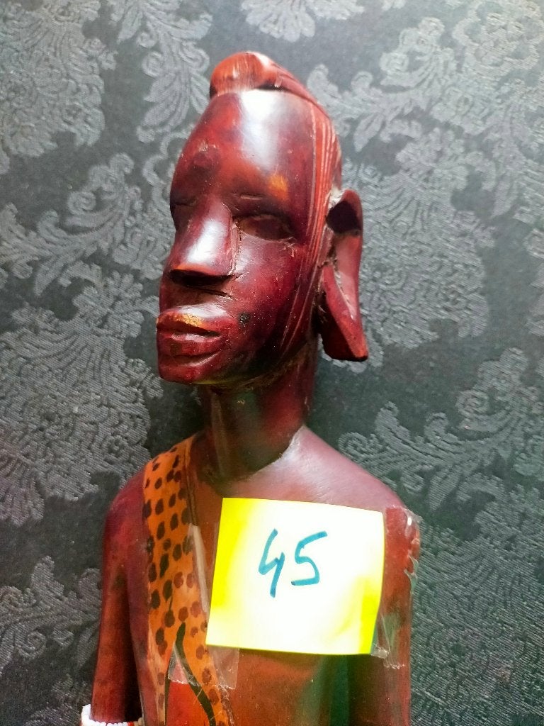 Beeldje in hout uit Gabon Afrika, Hout, Bruin, Modern, Afrika