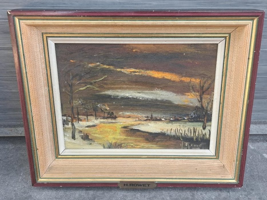 huile sur panneau paysage signe henri rowet, Enlèvement ou Envoi, Paysage, Panneau