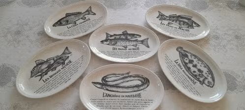 borden voor visgerechten, Ophalen, Vintage, Zo goed als nieuw, Bord(en)