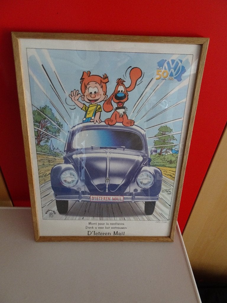 Cadre publicitaire VW Coccinelle - Boule & Bill - VW 50 ans, Enlèvement ou Envoi, Autres personnages, Utilisé, Image, Affiche ou Autocollant