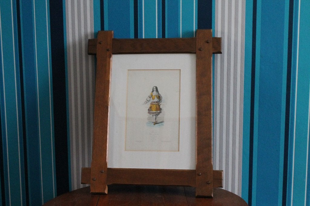Gravure ancienne du XIXe siècle (Louis XIV), Enlèvement, Aquarelle