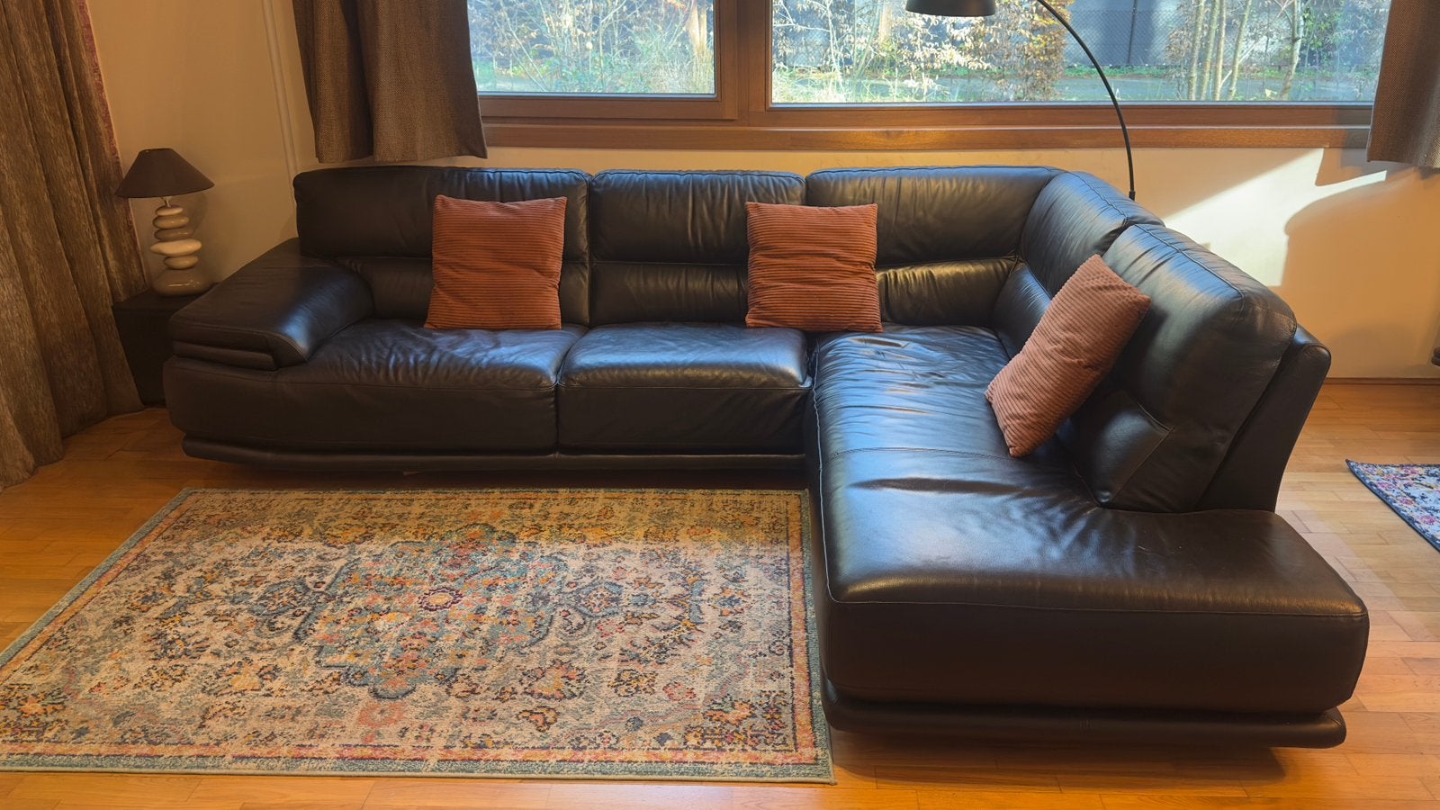 Hoeksalon leder, Ophalen, Gebruikt, Leer, Modern