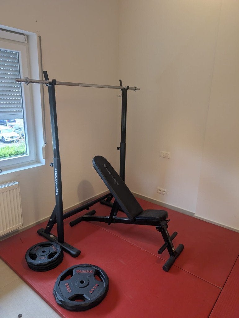 fitness set halterbank en squatrek, Ophalen, Gebruikt, Benen