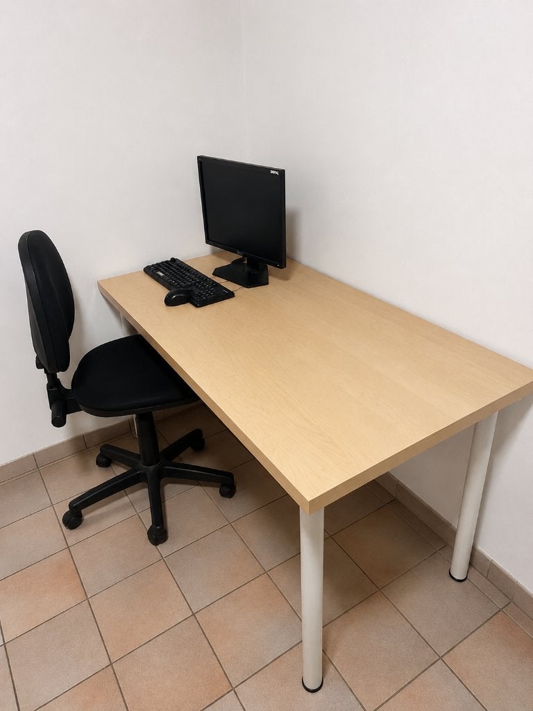 Table + chaise de bureau, Huis en Inrichting, Bureaus, Gebruikt, 150 cm, Hout, IKEA