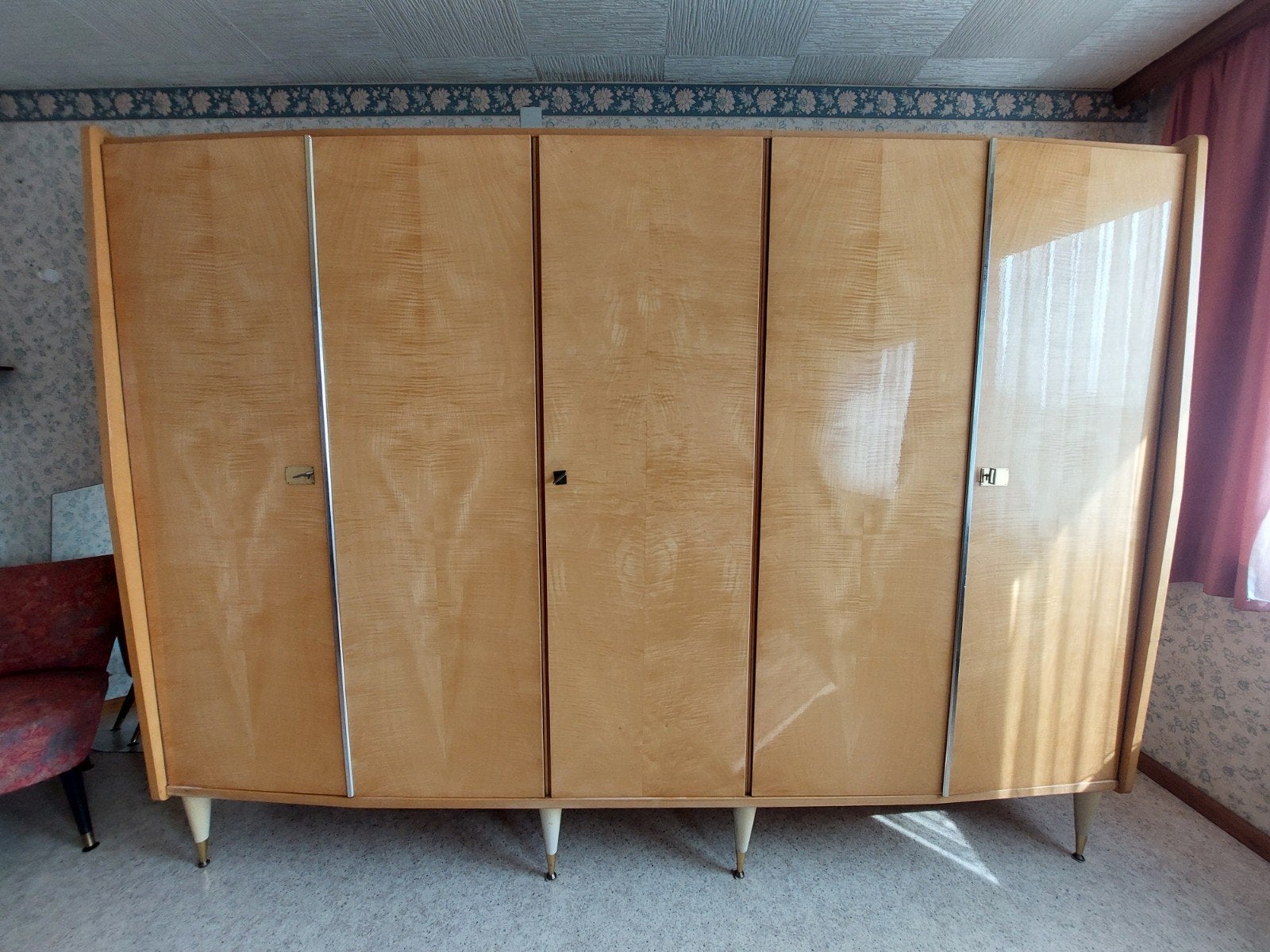 5 Deurs Vintage Design Kleerkast Mid-Century, Ophalen